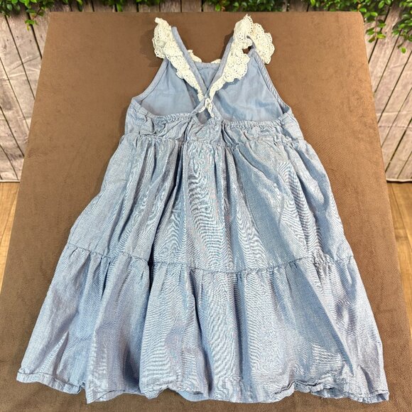 Tommy Bahama Dress Top Blue Trapeze Swing Eyelet Trim Tiered Sz 7-8 (SKU: 161G) - Picture 2 of 4